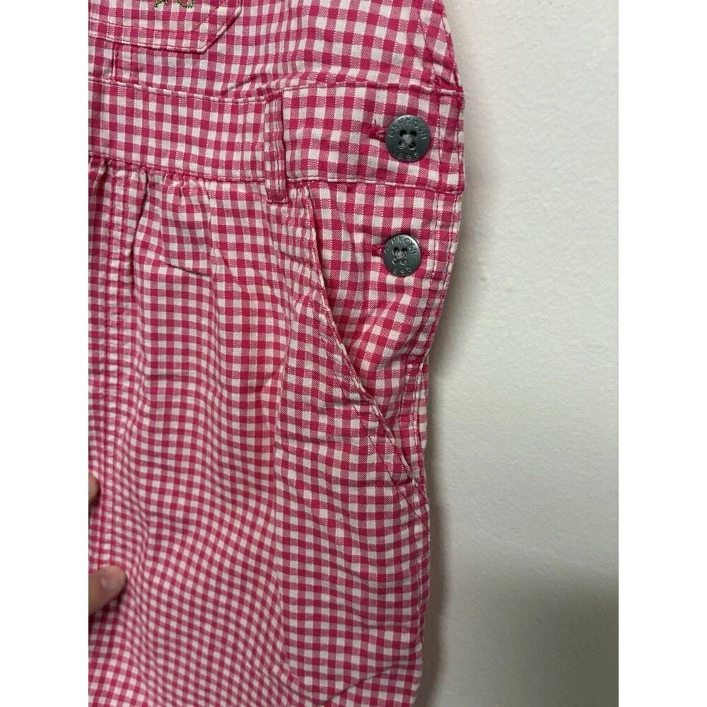 Vintage Oshkosh Girls Pink And White Picnic Overall Dress Size 5